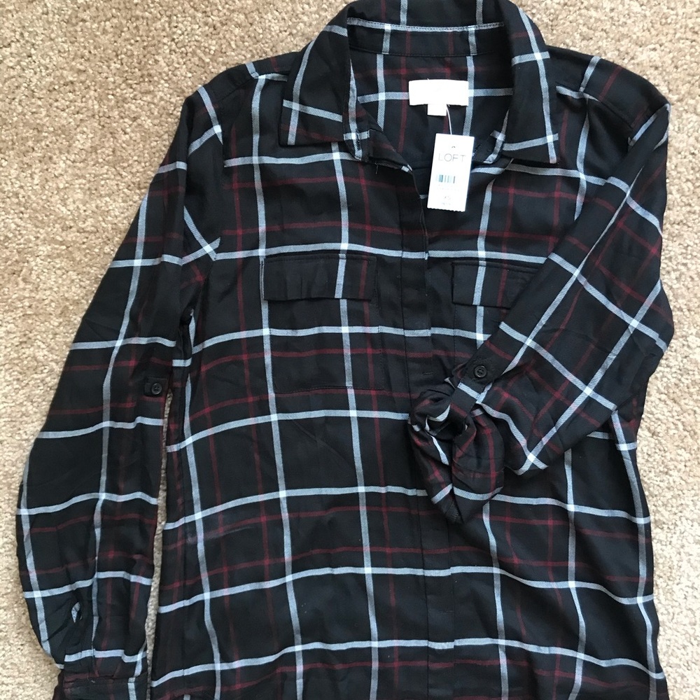 BRAND NEW Loft Plaid Button Down Top - NWT
